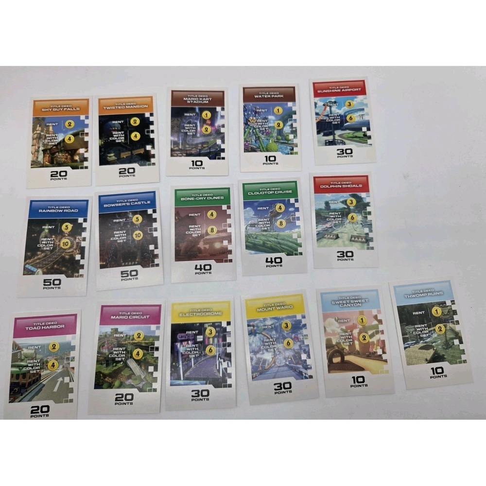 2018 Monopoly Gamer Mario‎ Kart Replacement Title Deed Cards Board Game Nintendo